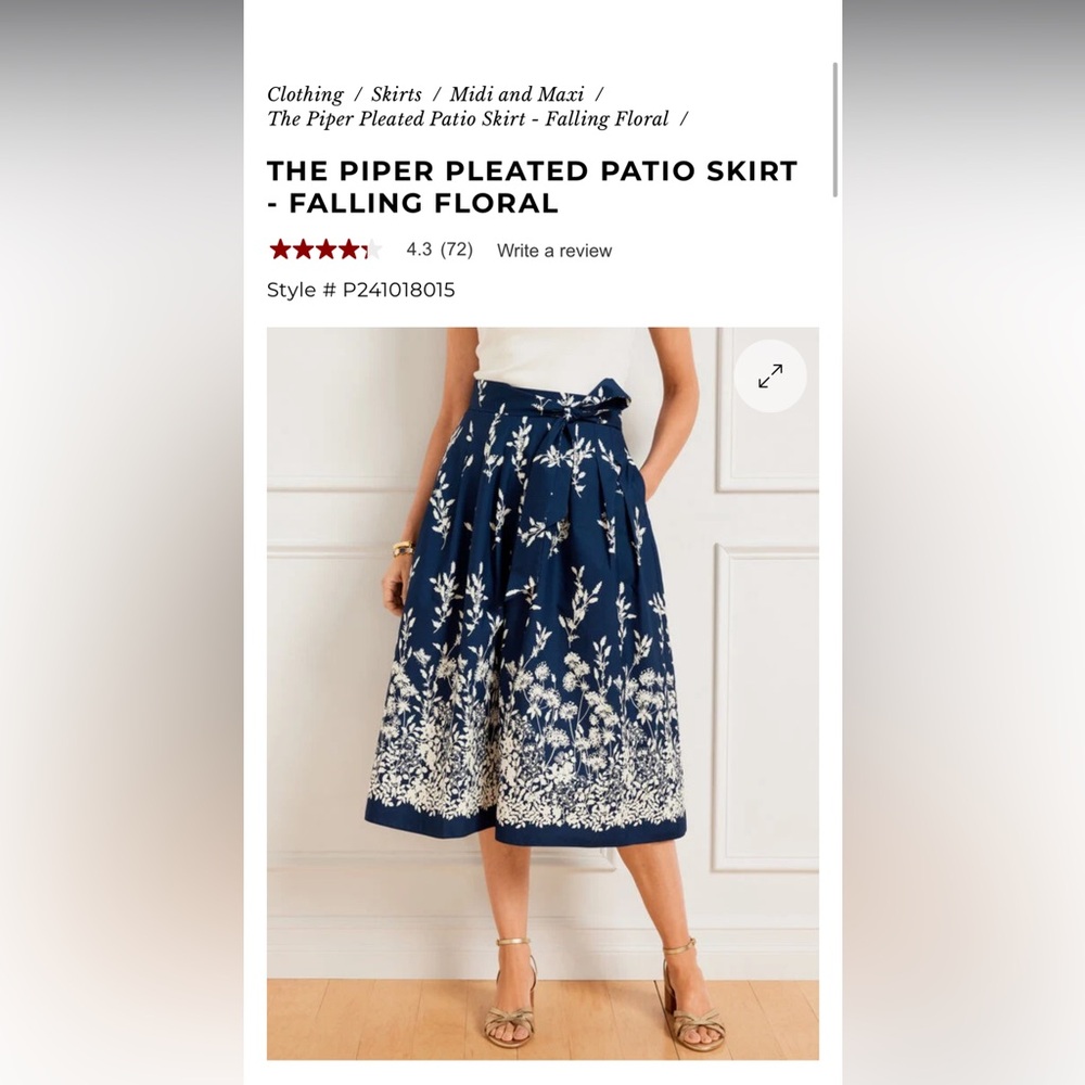 Talbots Piper pleated patio skirt